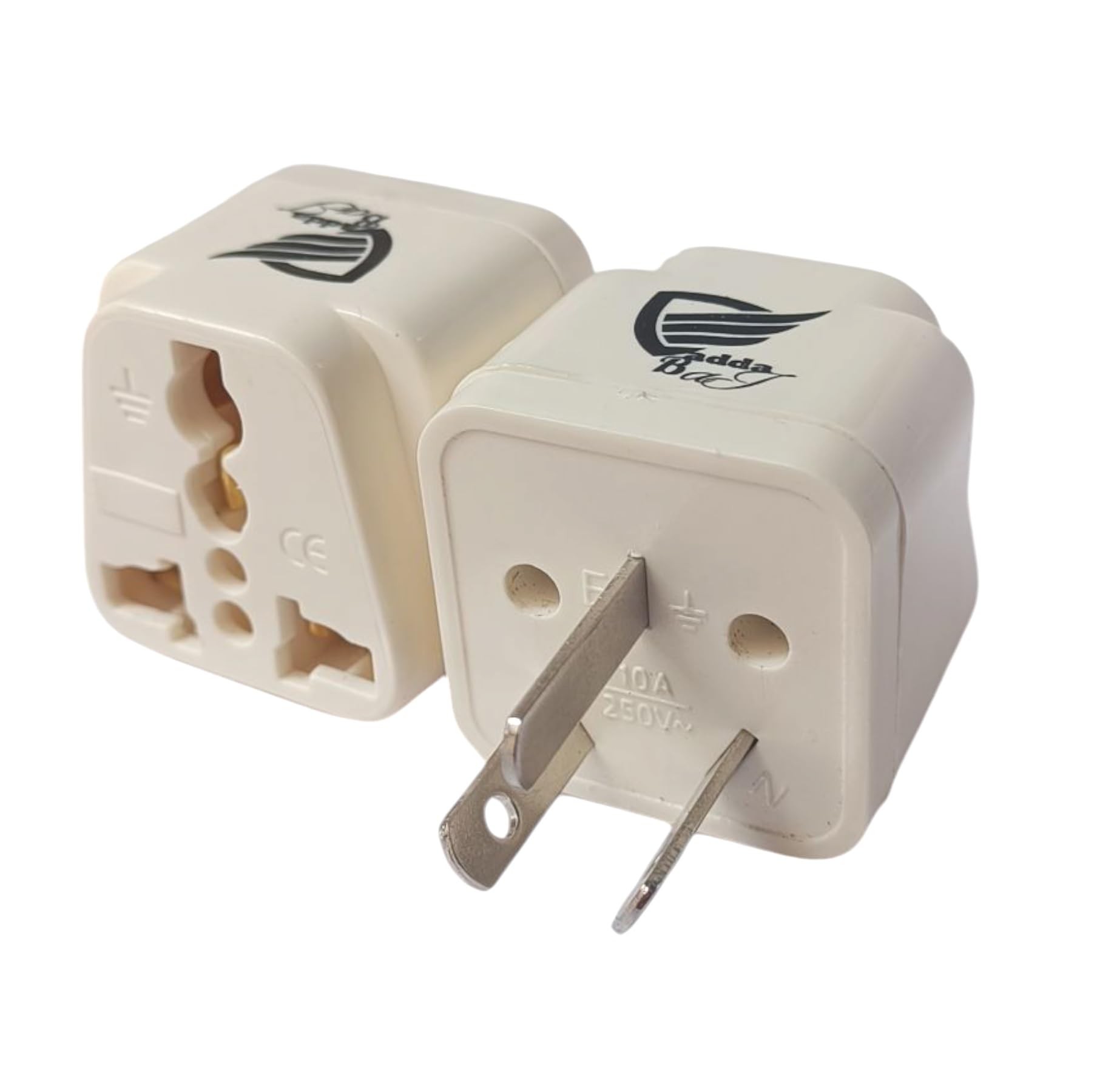 3 Pin Travel Adapter Plug for India to Australia, China, New Zealand & More (Type I) Conversion Plug Small and Light Weight Design -Pack of 2 - White