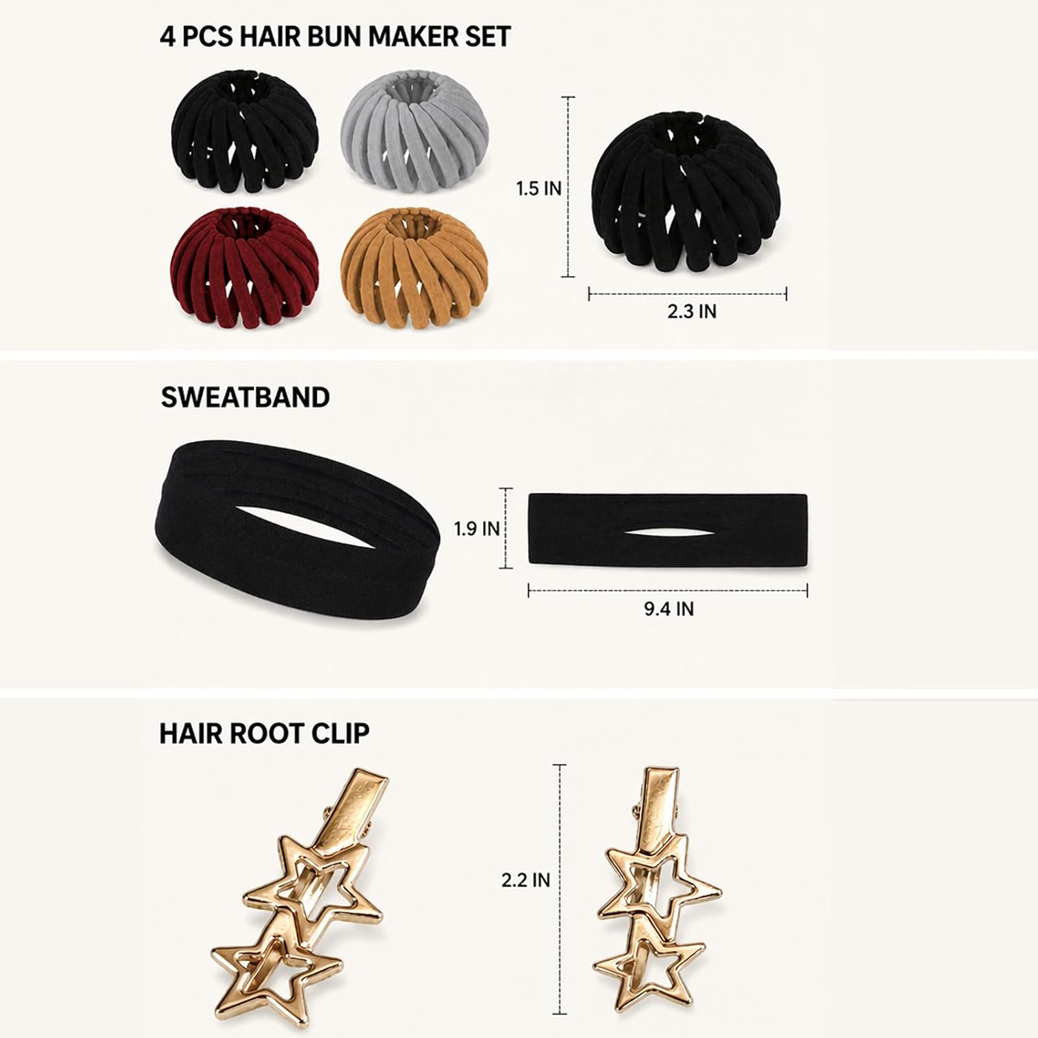 Hair Accessories Set - Bun Maker-Bird Nest Hair Clip - Sweatband - Clip image 2