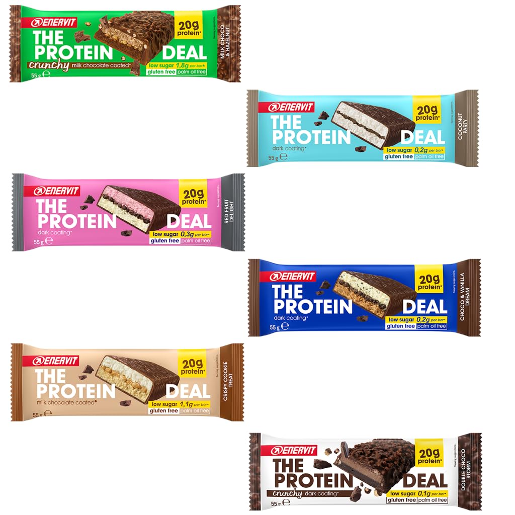 Enervit Protein Deal Bar Variety Pack - 30 barrette proteiche da 55gr assortite in 6 varianti di gusto