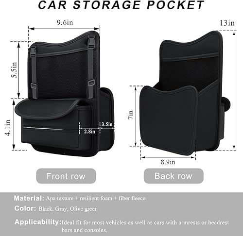 Miniatura 2 de Organizador de automóvil de almacenamiento entre asientos, organizador de cuero para colgar en la consola del automóvil con caja de pañuelos de