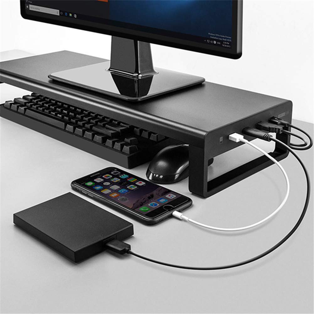 Smart Base Alluminio Lega Computer Laptop Stand con USB 3.0 Porta, Ricarica Wireless Monitor Alzata Supporto, Notebook Tastiera Display LCD Mouse Conservazione Scrivania da Organizzatore Rack - 02