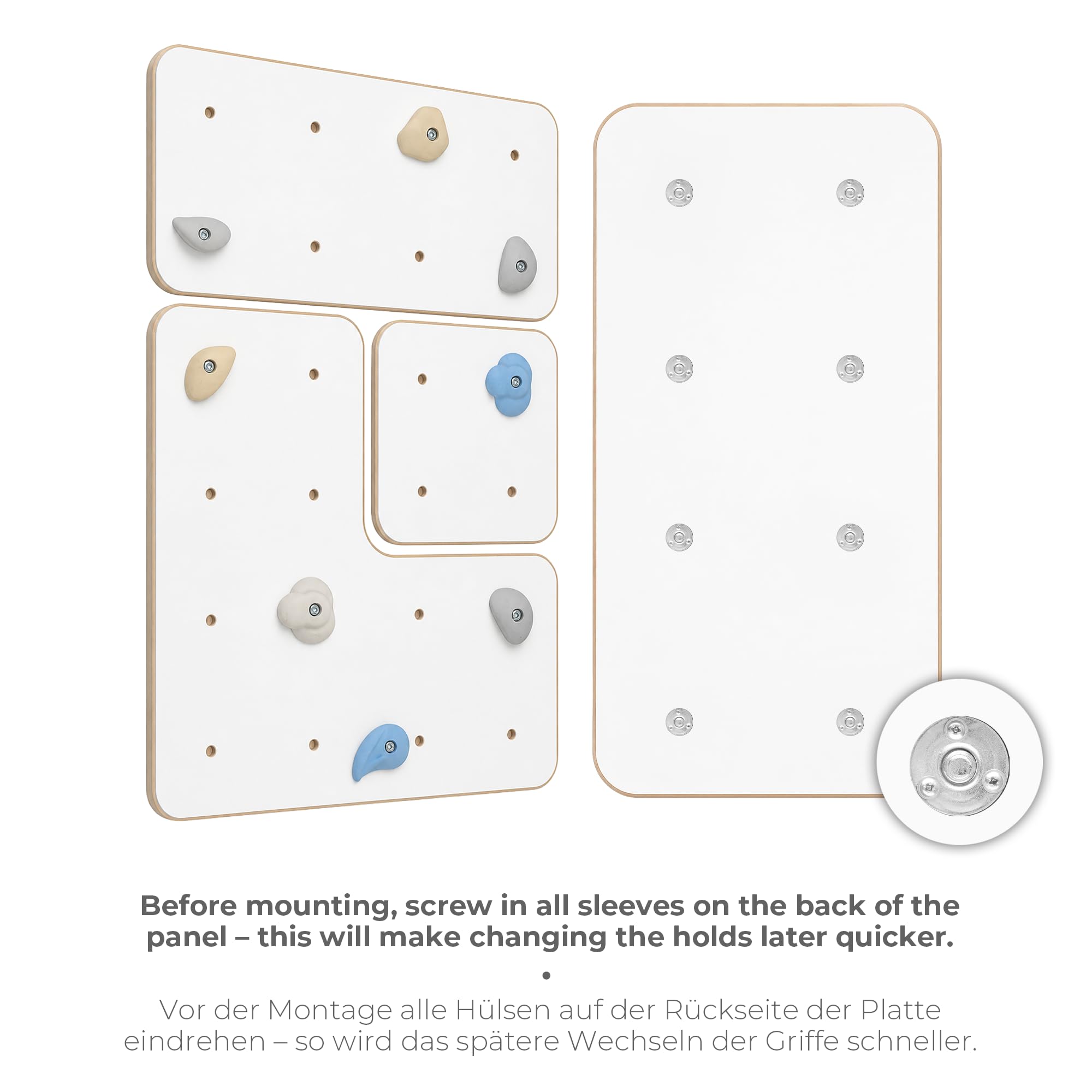 MAMOI® Pared de Escalada para Interiores con Asas, Moderna Pared de Escalada para la habitación, Tablero de Madera Blanca, Juego de Escalada para Montaje