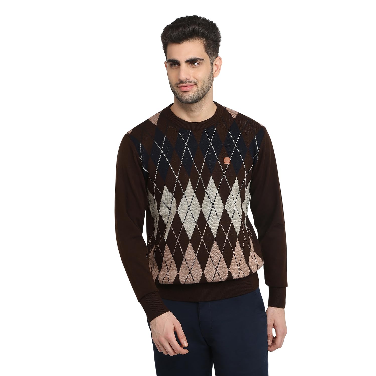 colorplus Men Full Sleeve Regular Fit Jacquard Pattern Pure Acrylic V Neck V Neck Casual Winter wear-picture-37