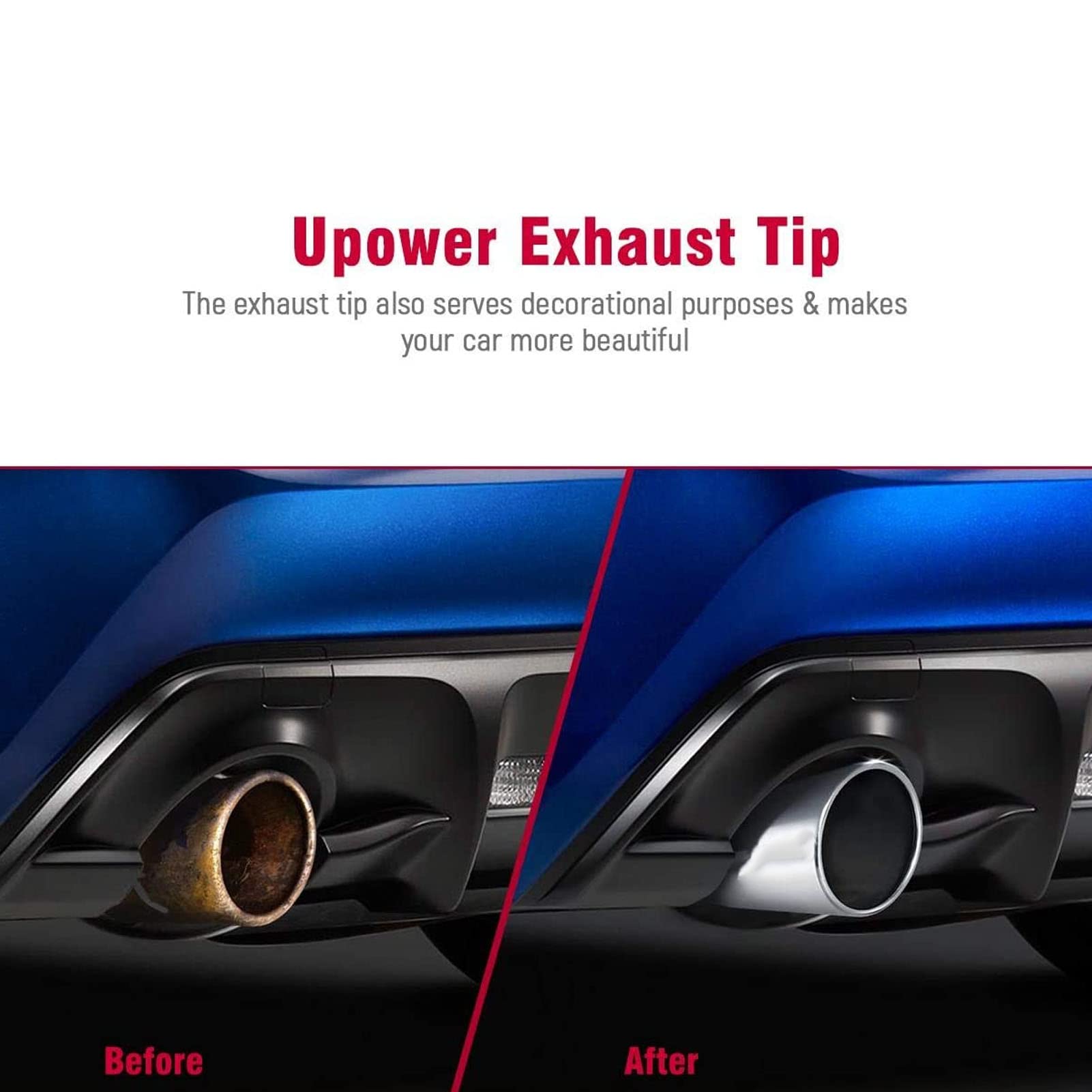 Embout D'échappement de Voiture Antirouille en Acier Inoxydable 60mm Entrée 89mm Sortie Miroir Poli Universel pour Automobiles