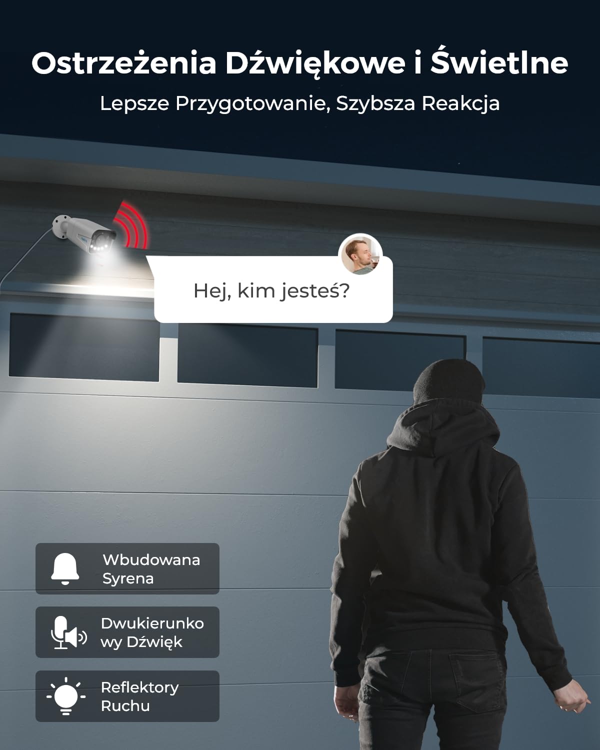 Reolink 4K PoE System Bezpieczeństwa z 5-krotnym Zoomem Optycznym, Reflektorami z Kolorową Noktowizją, 8CH NVR z 2TB HDD, Wykrywaniem Osób/Pojazdów/Zwierząt, Dwukierunkowym Dźwiękiem, IP67, RLK8-811B4