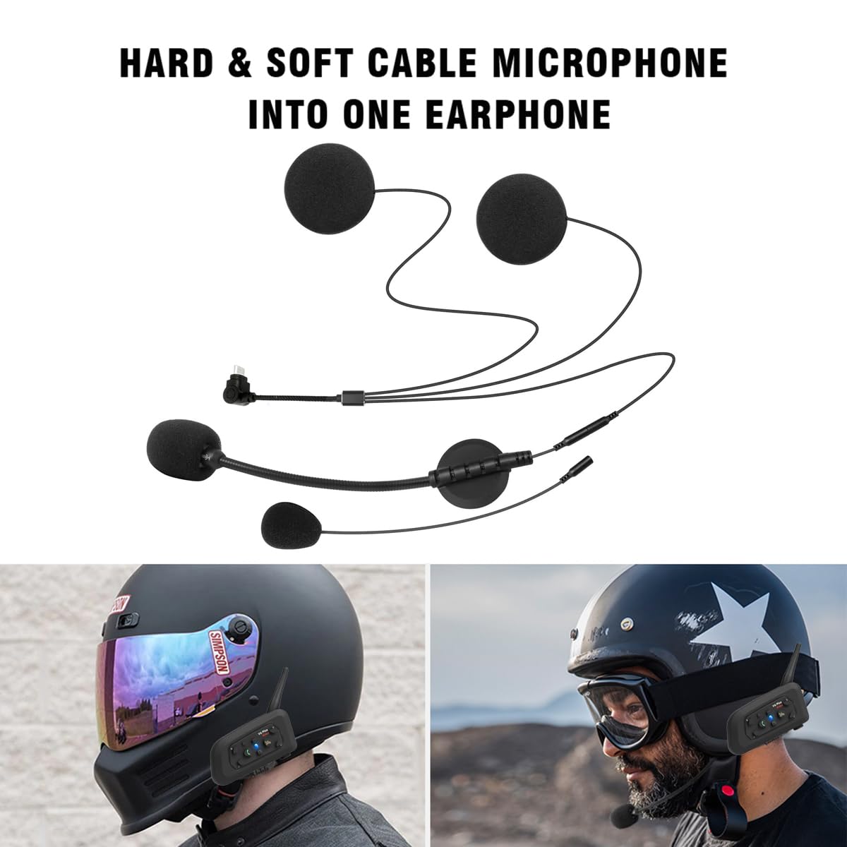 QSPORTPEAK V6 Plus Intercom Moto Bluetooth, Système de Communication 2 Voies pour Casque Moto, Kit Main Libre Audio Multitâche, Oreillette Moto, Interphone pour Moto Cross/ATV/Bicyclette