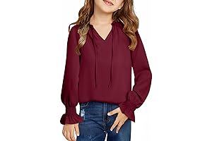 Girls Cute Long Sleeve Chiffon Blouses 2024 Models