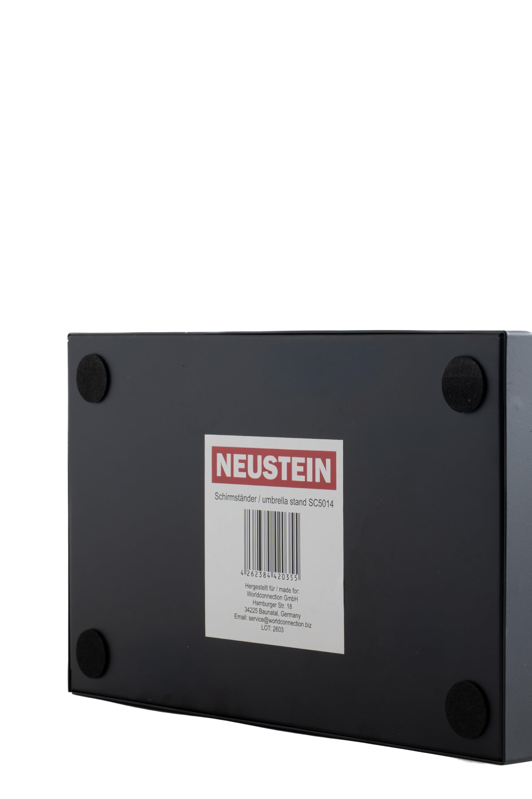 Schirmständer mit modernem Design aus Metall für Heim und Büro, Design-Ständer,schwarz, 2 Haken, 2x Wasserauffangschale herausnehmbar, 25x15x50cm, rechteckig, Regenschirmständer