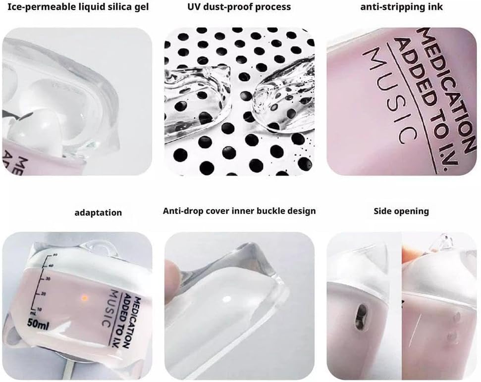 Halloween Drip Bag Earphone Case - Original Design Music Drip Designed for Airpods Pro 1/2, Liquid Silicone High Transparency Soft Shell Anti Fall Protective Cover (Blue Bracket)