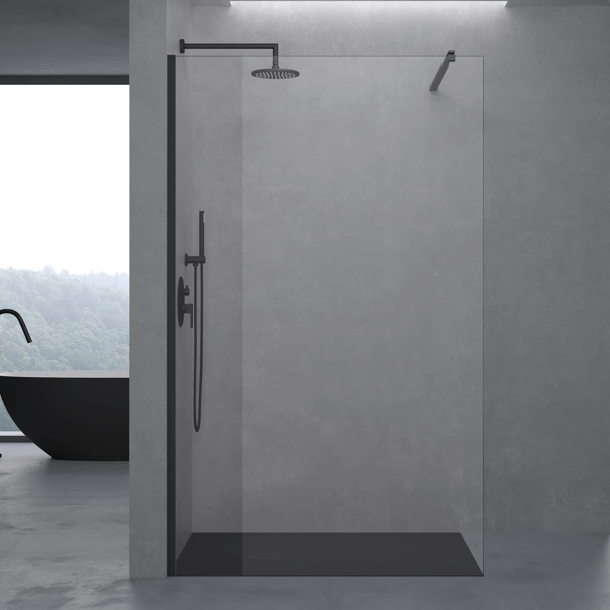 doporro Duschwand für Dusche 120x200cm Duschabtrennung 10mm ESG-Klarglas