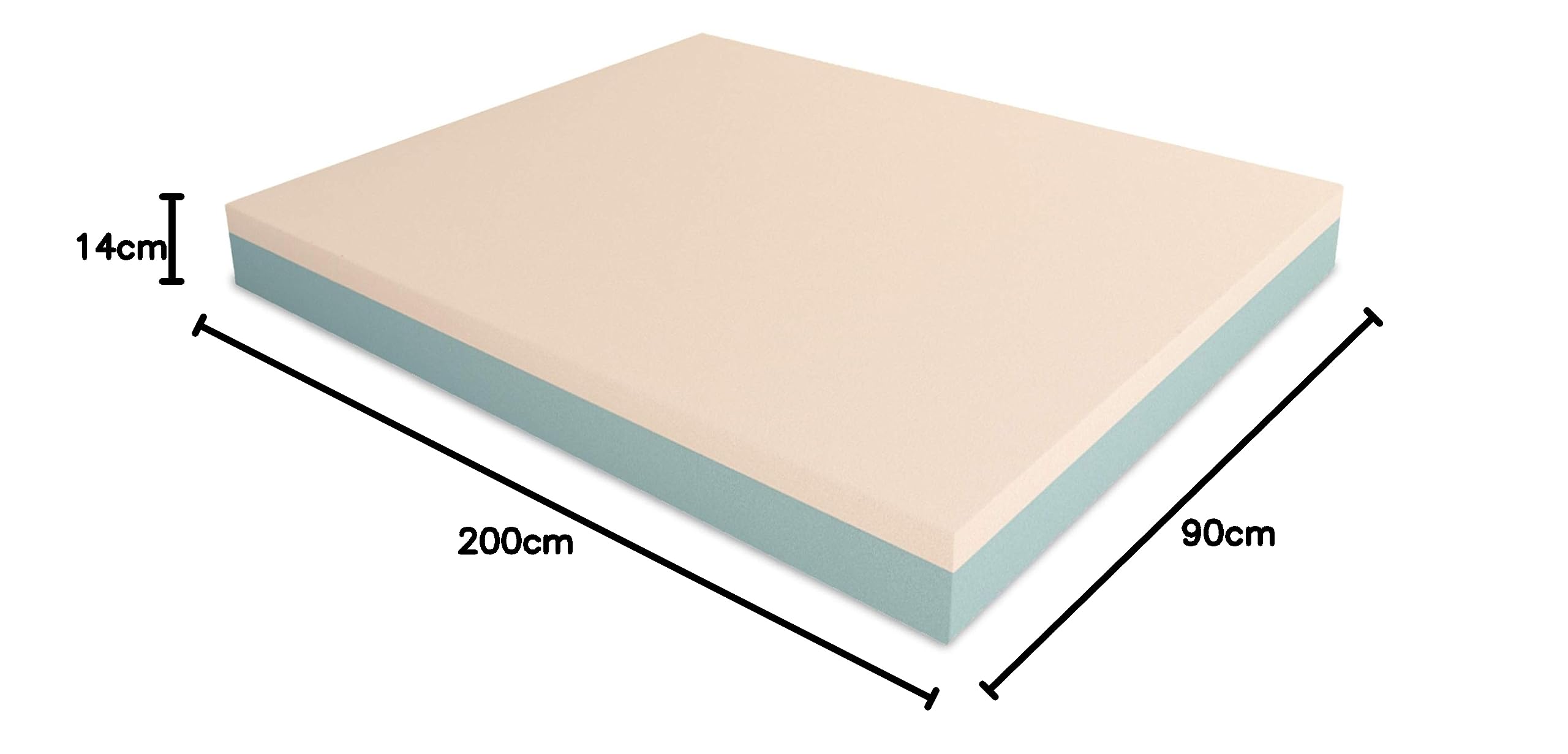 Komfortowy materac piankowy z 2 warstwami, 9 + 3 warstwy memory – zdejmowana poszewka z aloesem – w zestawie poduszka z płatkami piankowymi 90 x 200 cm
