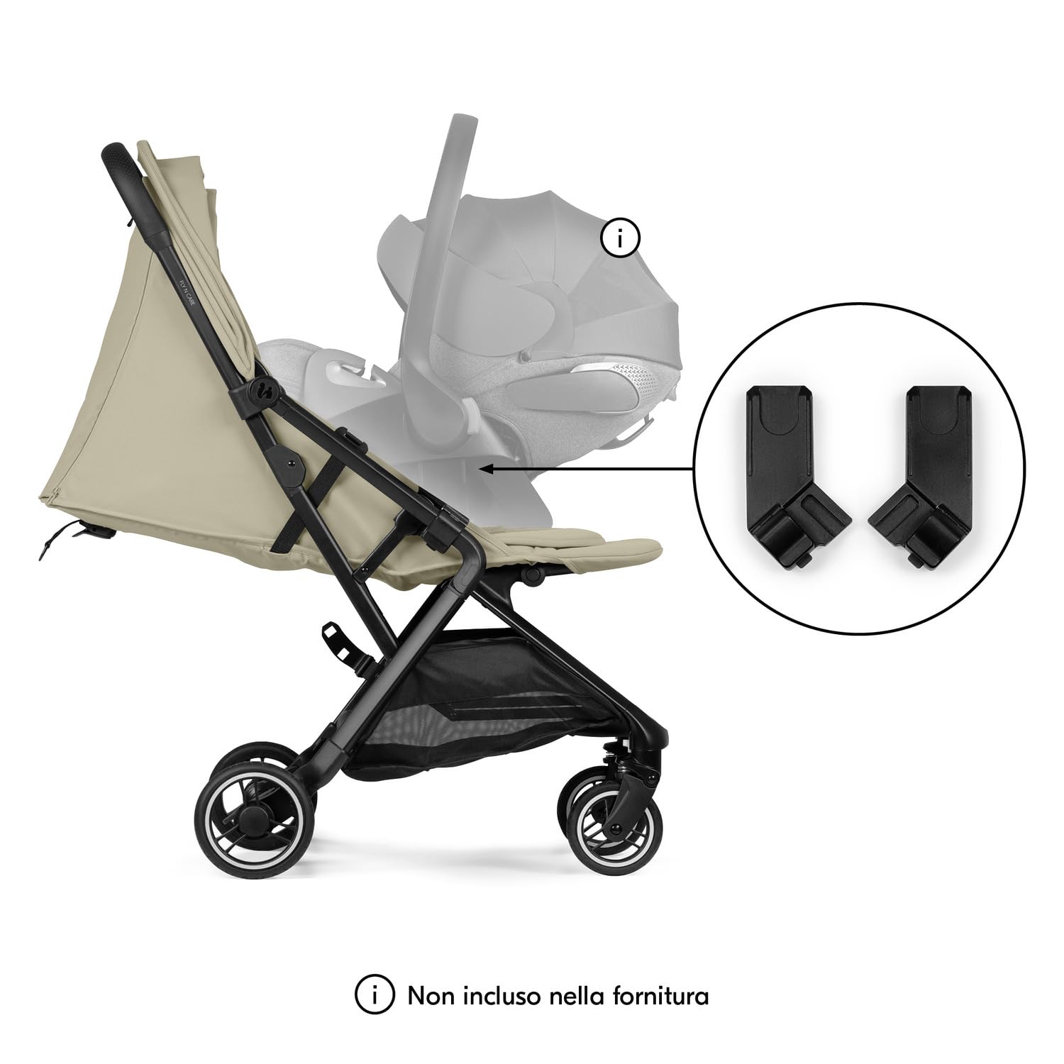 hauck Fly N Care Passeggino da Viaggio Ultracompatto e Leggero con Borsa di Trasporto e Adattatori Ovetto, Pieghevole con Una Mano, Schienale Reclinabile dalla Nascita a 22 kg, UPF 50+