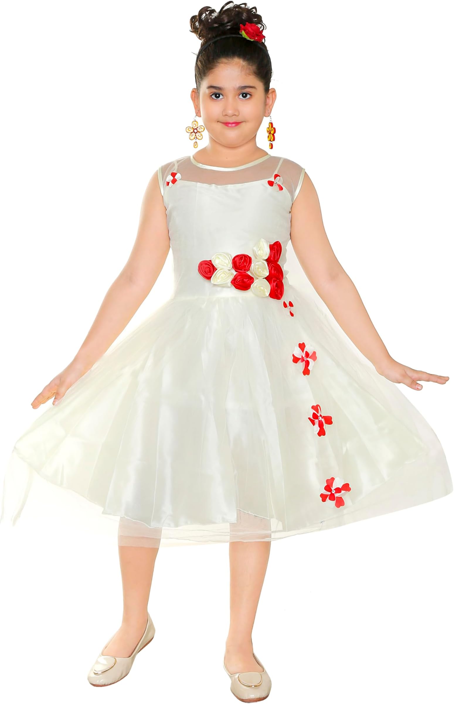 YAYAVAR Girls Knee Length Designer Frock
