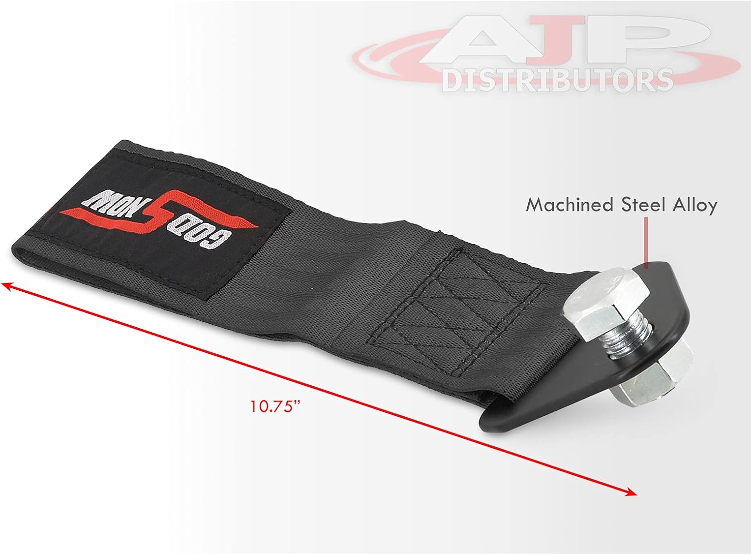AJP Distributors Godsnow Universal Car Auto High Strength Heavy Duty Sturdy Nylon Front Rear Bumper 14MM Towing Hook Strap Belt Rope Cable Ribbon Trailer Hitch Kit Black JDM Track Drag AutoX Upgrade