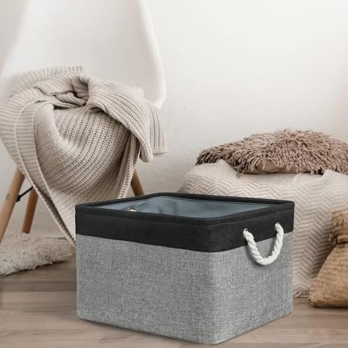 Miniatura 2 de Contenedores de organización y almacenamiento para estantes, 17 x 15 x 12 pulgadas, paquete de 2 cestas plegables para organizar, cubos de