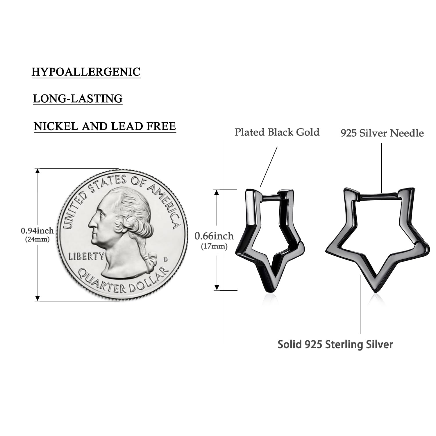 Aretes de estrella de plata de ley 925, bonitos aretes de aro para mujer, hipoalergénicos, pequeños para dormir, tragus, aretes de aro para cartílago, joyería de regalo, Plata de ley, Circonia 6