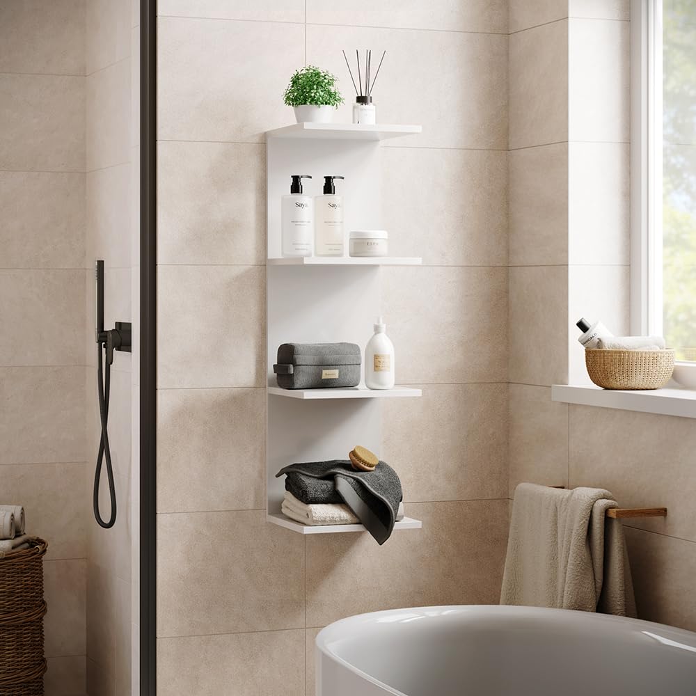 Vicco Półka ścienna "Paolo", Biały, 30 x 95 cm | pouvant être monté pour le rangement de livres et d’objets de décoration