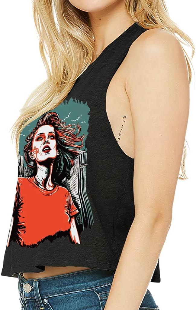 Pop Art Racerback Cropped Tank - Cool Design Women's Tank - Themed Tank Top