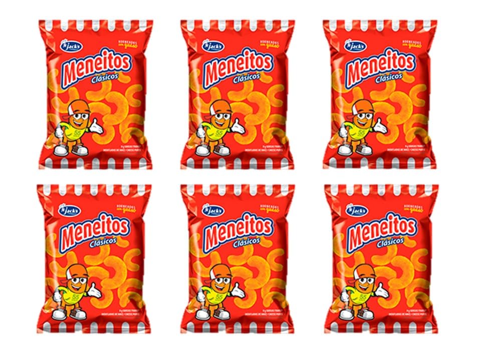 6 Pack Meneitos Family Size 115g Each - Cheese Flavored Corn Puffs - Costa Rica Snack