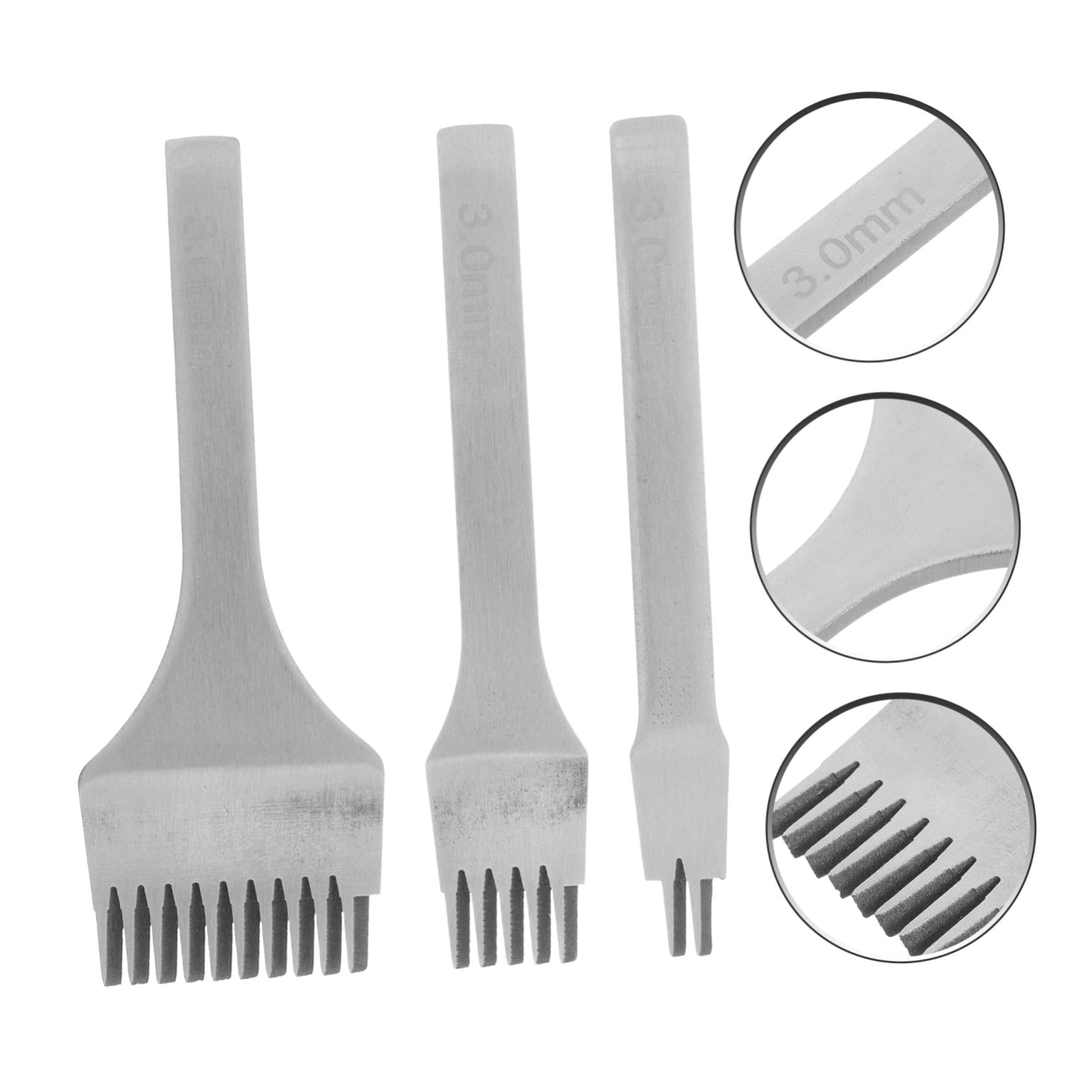 Homoyoyo 3 piezas Kit de Herramientas para Cuero Punzón de Resistente para Perforar y Coser Manualidades Dientes para Artesanía Cuero