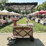 Faltbarer Verkaufsstand Tragbarer Imbissstand Mobile Food Cart Vendor mit Feststellbaren Rädern für Obst/Gemüse/Getränke.(Brown,120x60cm)