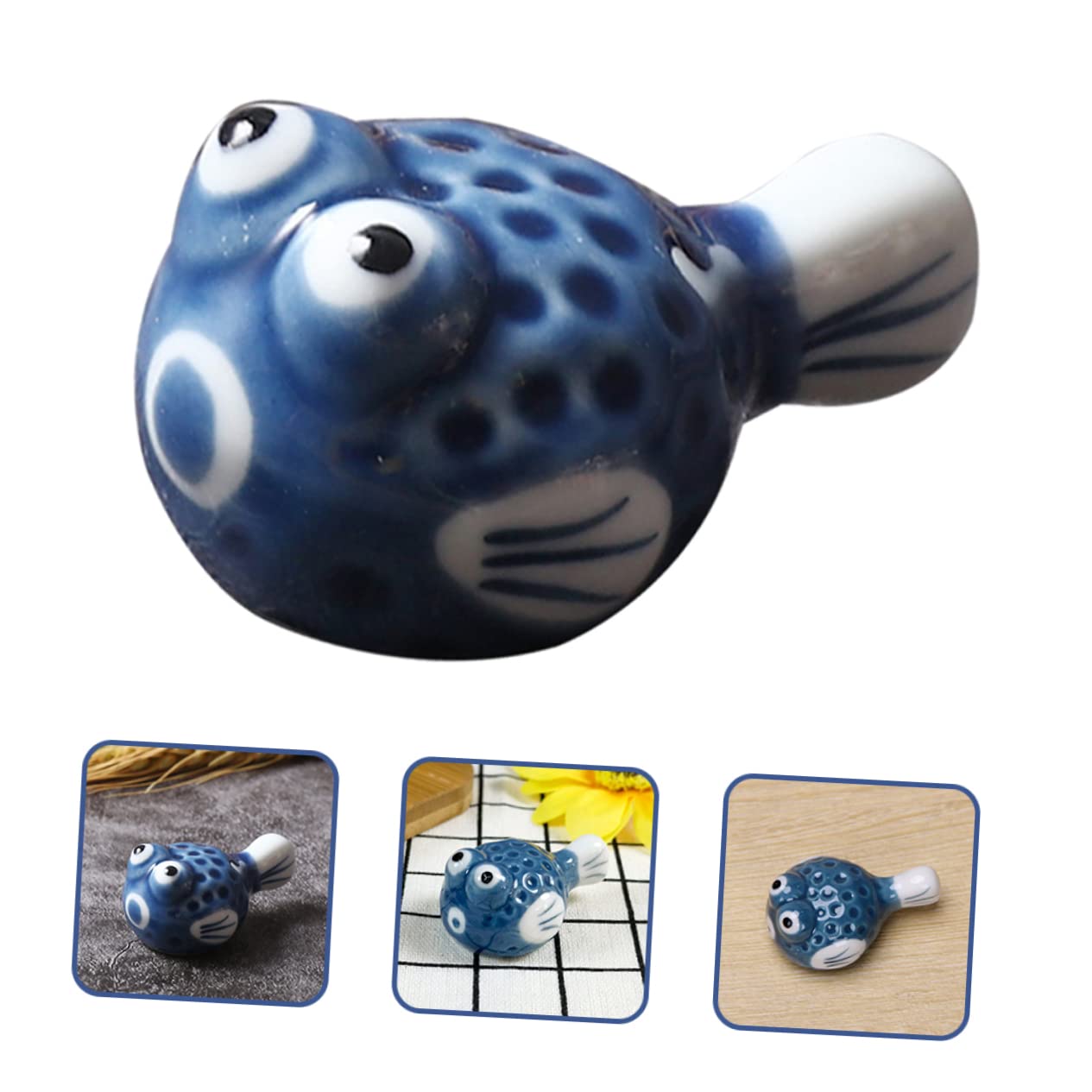 Support de baguettes, support de baguettes, 8 pièces, poisson-globe, support de baguettes, décoration de table de salle à manger, repose-cuillère, céramique, décor japonais, support de baguettes, sup