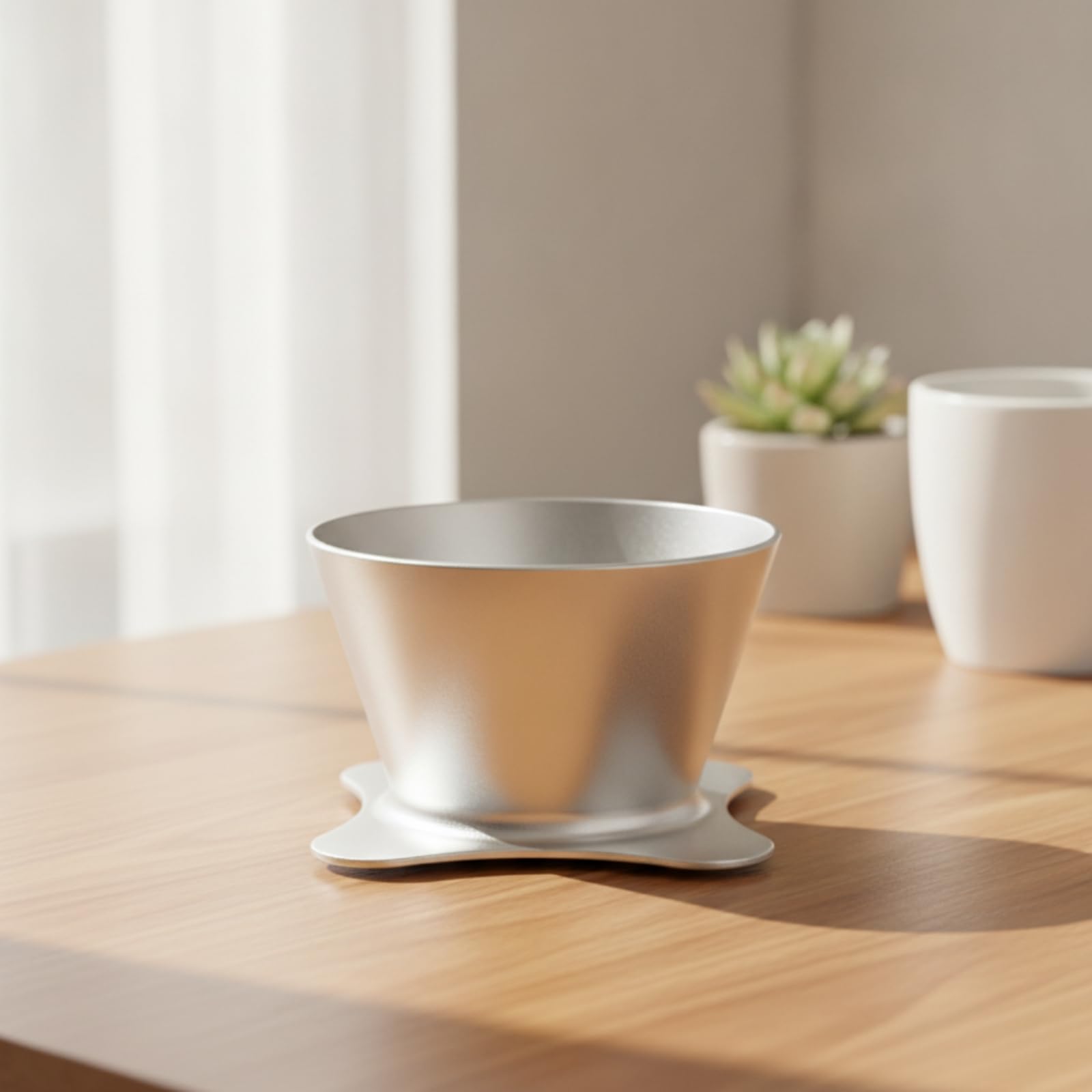 Kaffeedripp Kompakt Kaffeefilt mit Standfuß Pour-Kaffeebeit für Kaffeeliebhab, Baristas, Küche, Büro, Silber, Orea Konischer Filterbecher Aus Edelstahl Spiegel