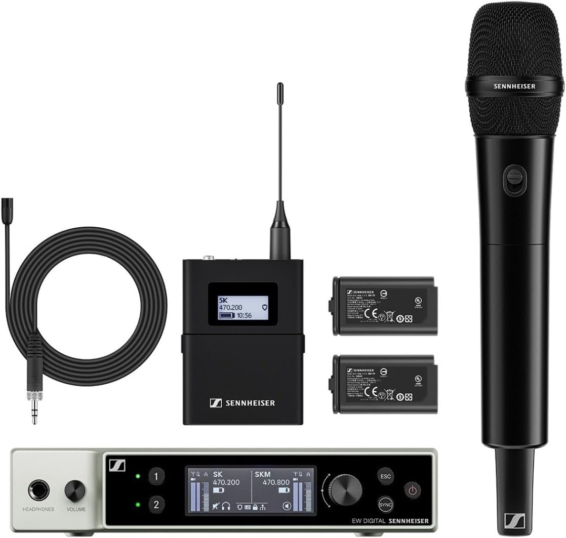 Sennheiser EW-DX MKE 2/835-S Combo Wireless Handheld and Lavalier Microphone System – Q1-9