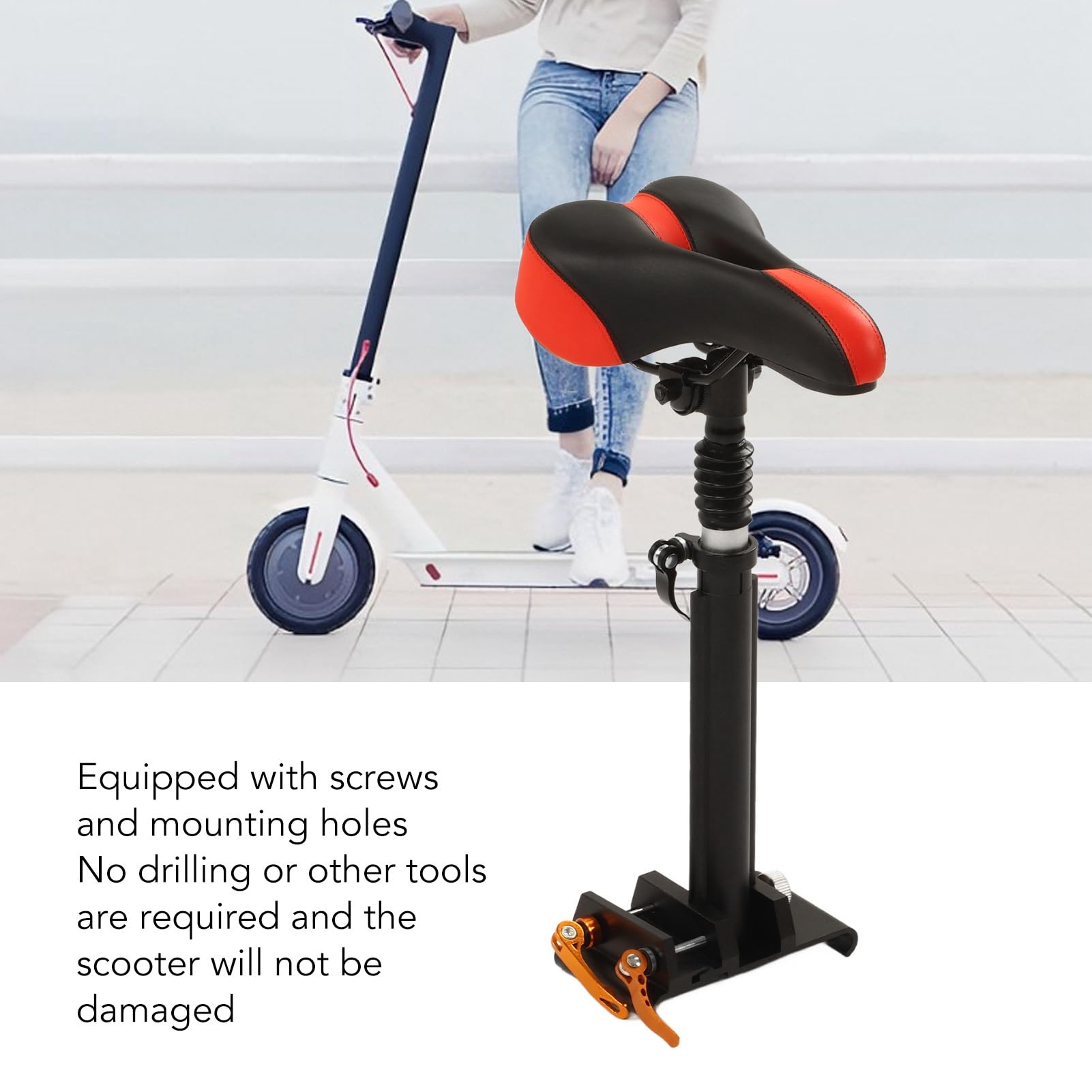 faltbar Verstellbarer Roller -Sattel, Elektro -Roller -Sitzersatz für M365, verstärkter Komfort mit Dicker Schaumstoffpolsterung und Stoßdämpfung