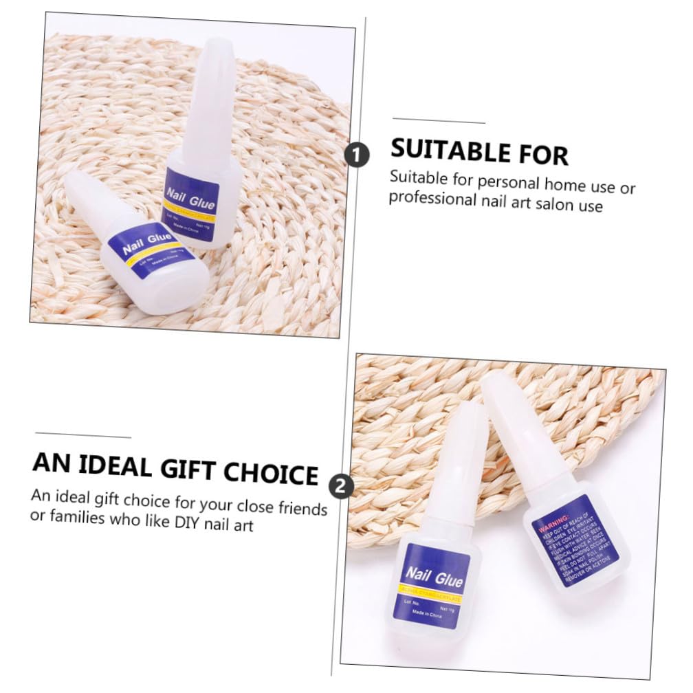FRCOLOR 5pcs Nail Glue with Brush for Manicure Fast Drying Salon Nail Adhesive and Acrylics Professional for Strong Bonding and Easy Application