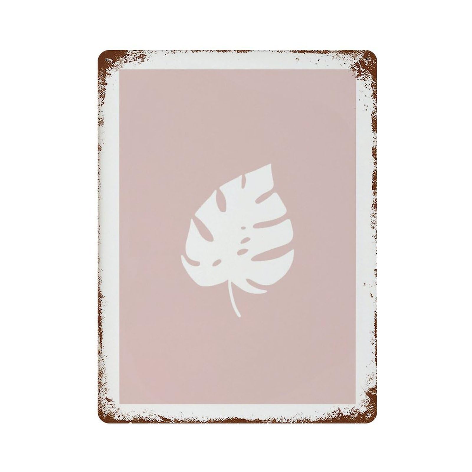xiaoxiaoshen Monstera Leaf One Line Blush Pink Wall Decor Art Metal Tin Poster Modern Home Decor Art Home Bar Shop Decorations Vintage Sign 40x30cm