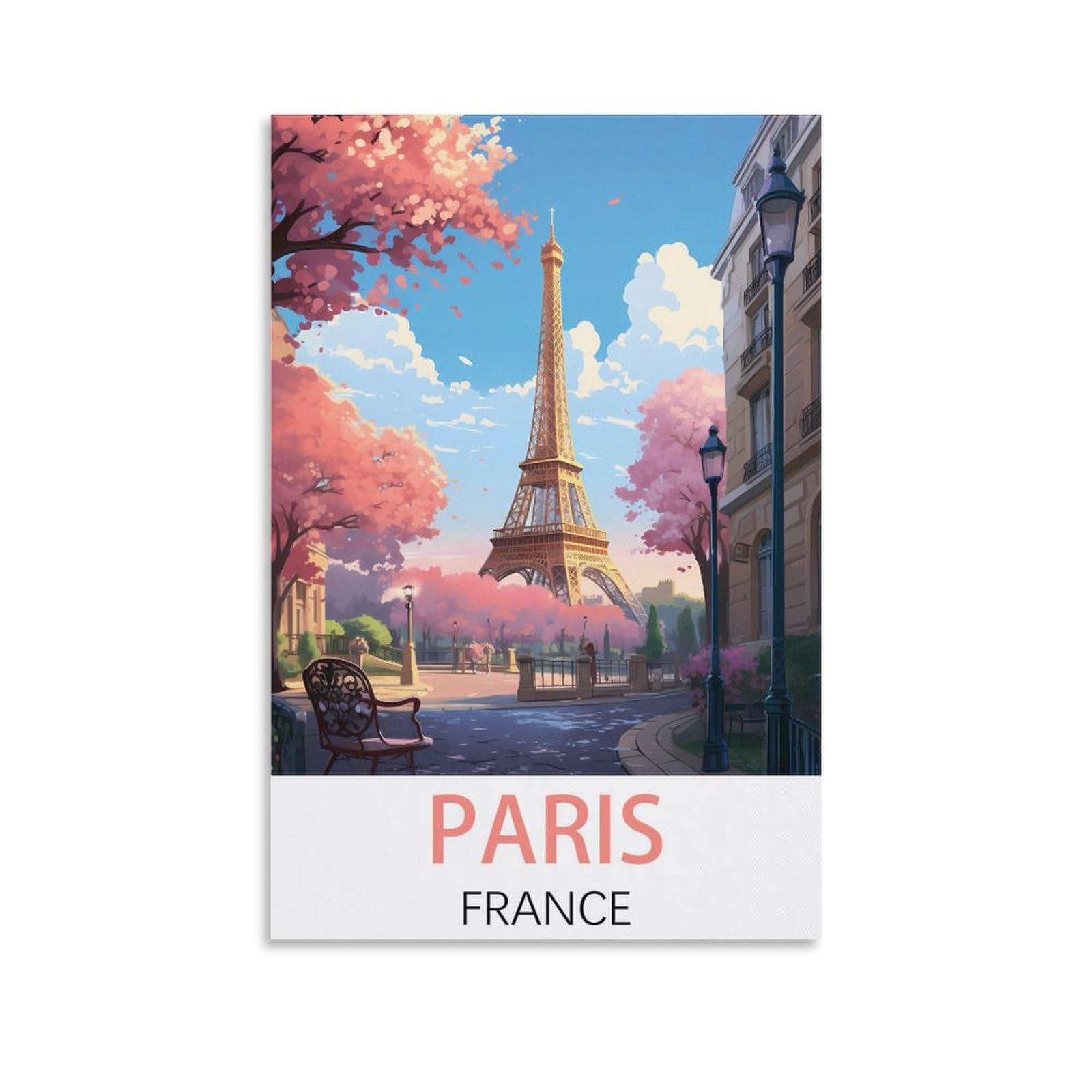 Javon Unframe-Style Paris France Vintage Travel Poster 08X12inch(20X30cm) Canvas Art Poster And Wall Art Picture Print Bedroom Decor