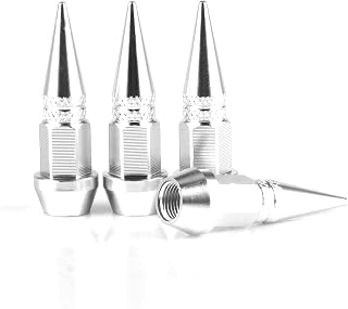 SINGARO 45mm Silver Spiked Aluminum Valve Stem Caps, 4PCS Dustproof for Cars, SUVs, Trucks, Bikes & Motorcycles