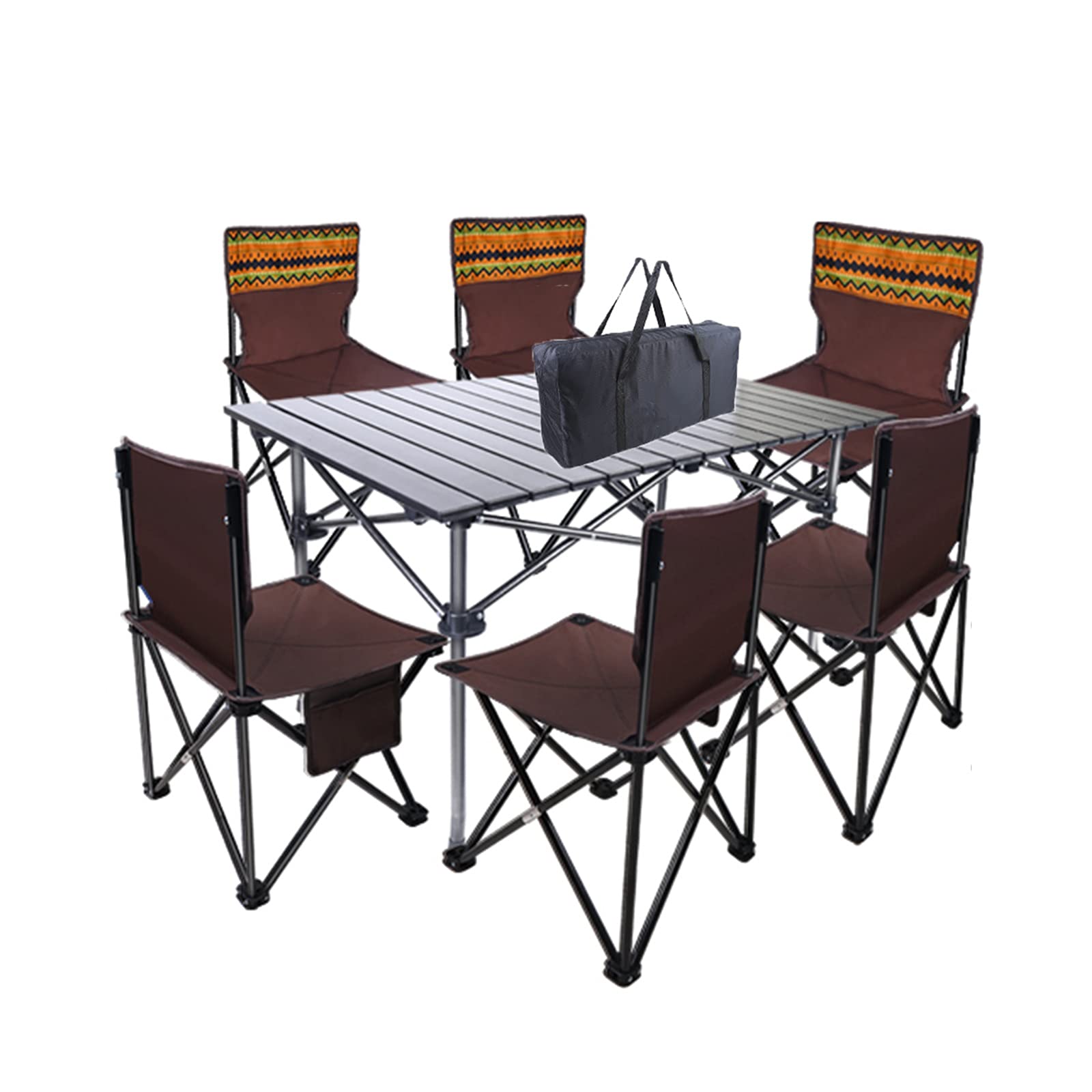 Amazon.co.jp: キャンプ用テーブルと椅子 6つの椅子を持つ大規模な