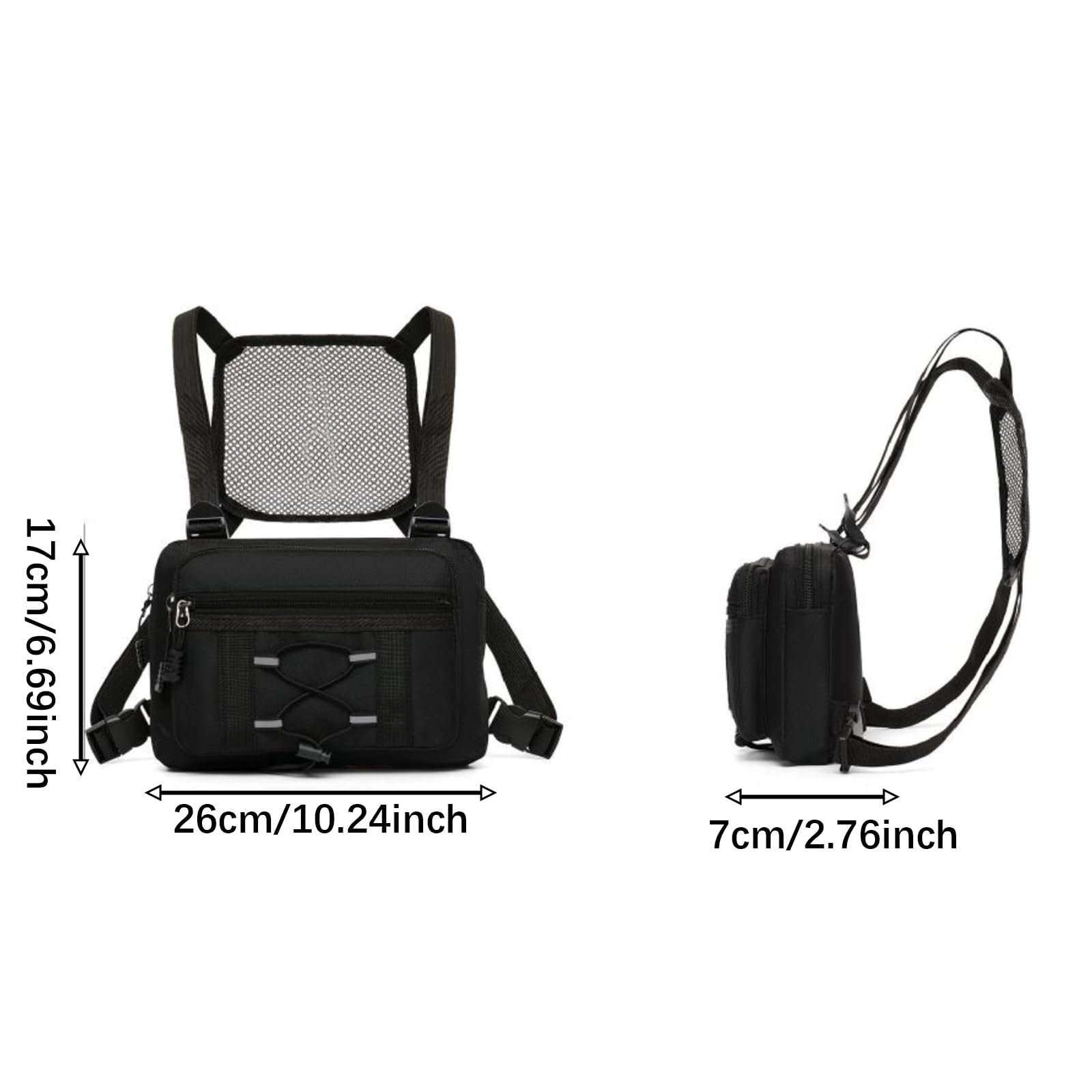 Binocular Chest Pack Arnés Portabolsos para Prismáticos Bolsa Multifuncional Impermeable Correa Reforzada Bolsillo Principal Adecuado para Expedicione, Negro