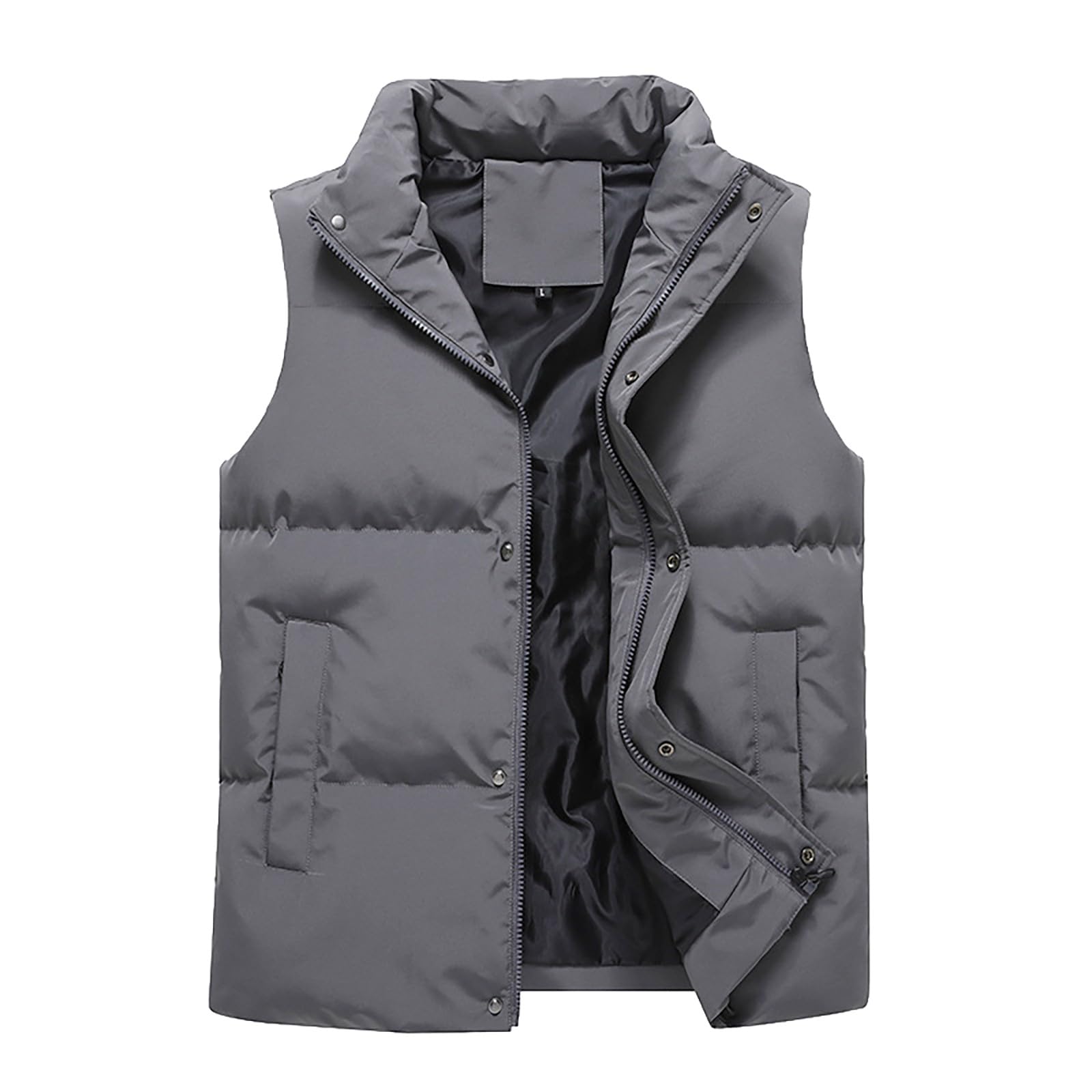 Chaleco acolchado para hombre, chaleco de algodón de ajuste regular, grueso, cálido, acolchado, chaqueta clásica de invierno sin mangas, chaleco para hombre para uso diario y al aire libre