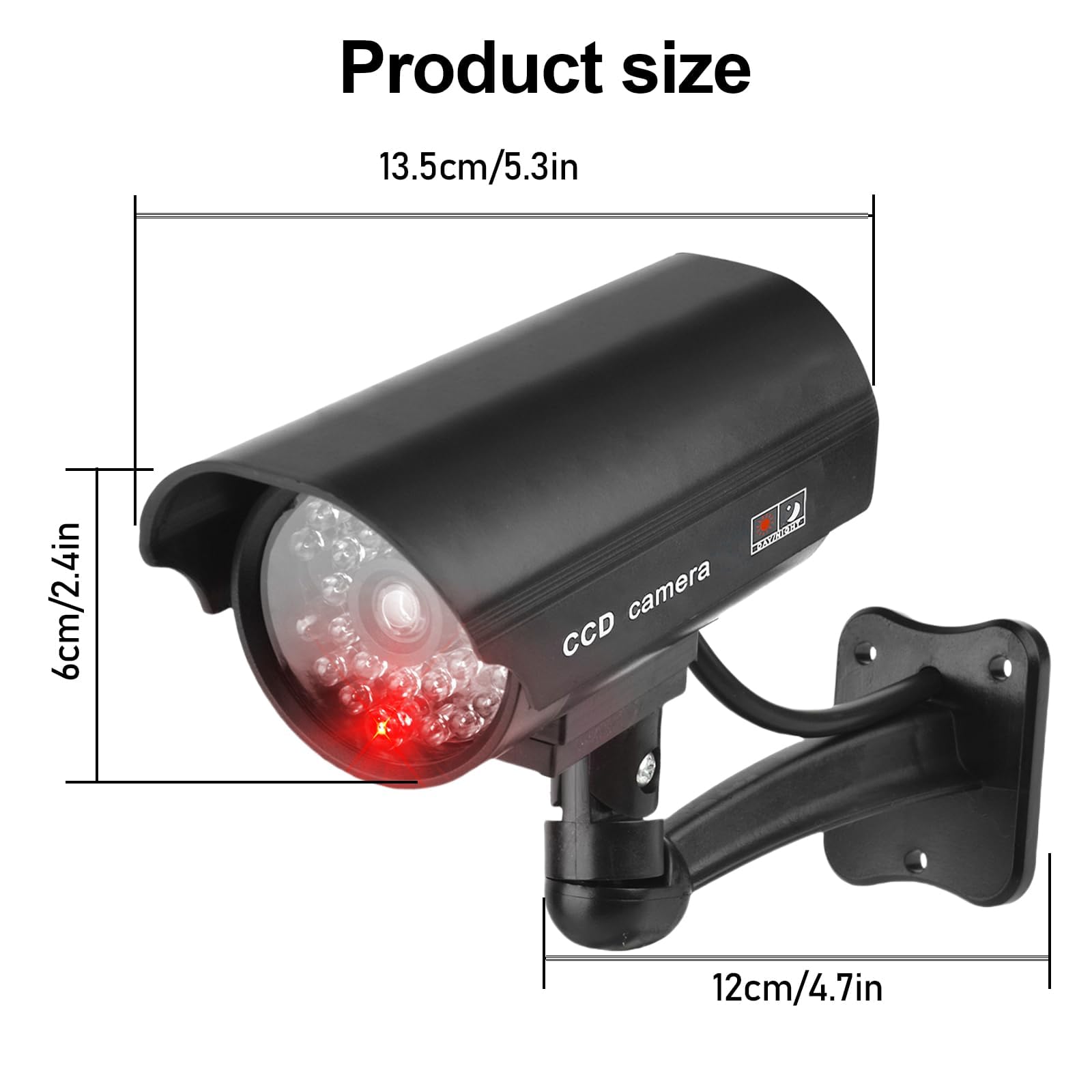 GOMETY 4 fotocamere Atrappe esterne, finte fotocamera con LED rosso lampeggiante, telecamera di sorveglianza, per esterni, CCTV, manichino, telecamera di sicurezza per interni ed esterni (nero) (4)