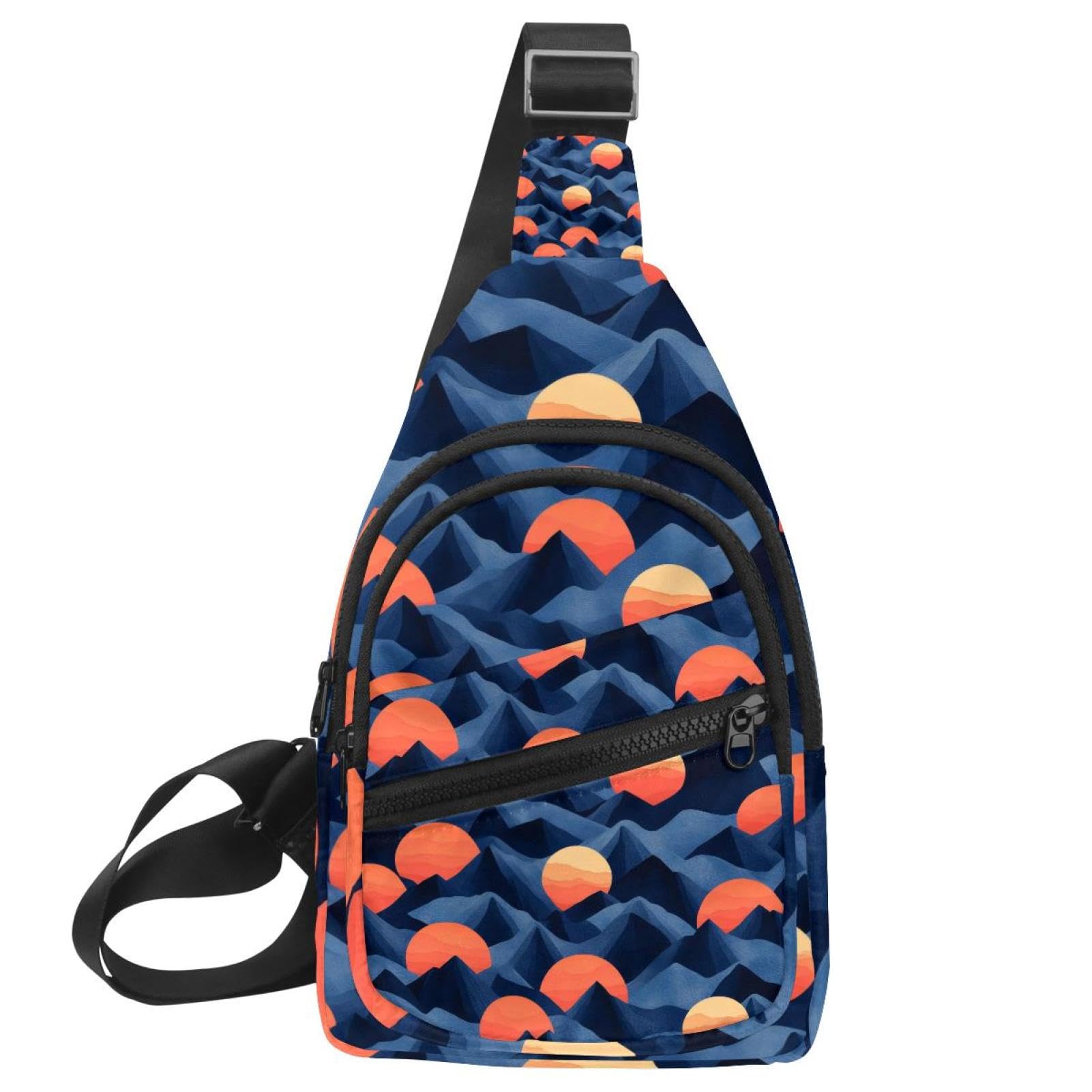 Mochila cruzada con correa ajustable Sunset Mountain multicolor estampado montaña 7