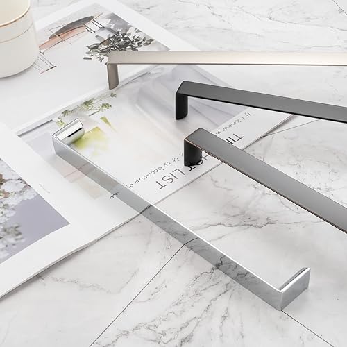 Miniatura 7 de KOOFIZO Manija ancha de gabinete  Tirador cromado para muebles, distancia entre tornillos de 8-45 pulgadas, 1 pieza para puerta de armario de