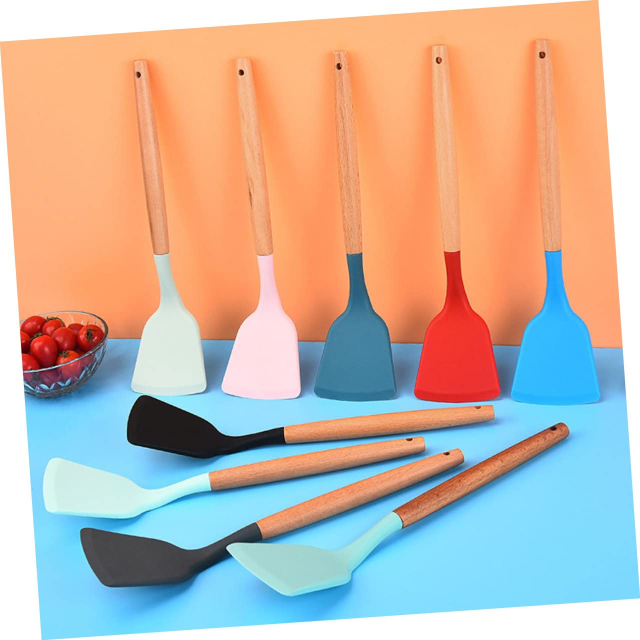 Amosfun Espátula De Madera 28cm: Utensilio De Cocina Antiadherente, Mango Largo Y Resistente (Natural)
