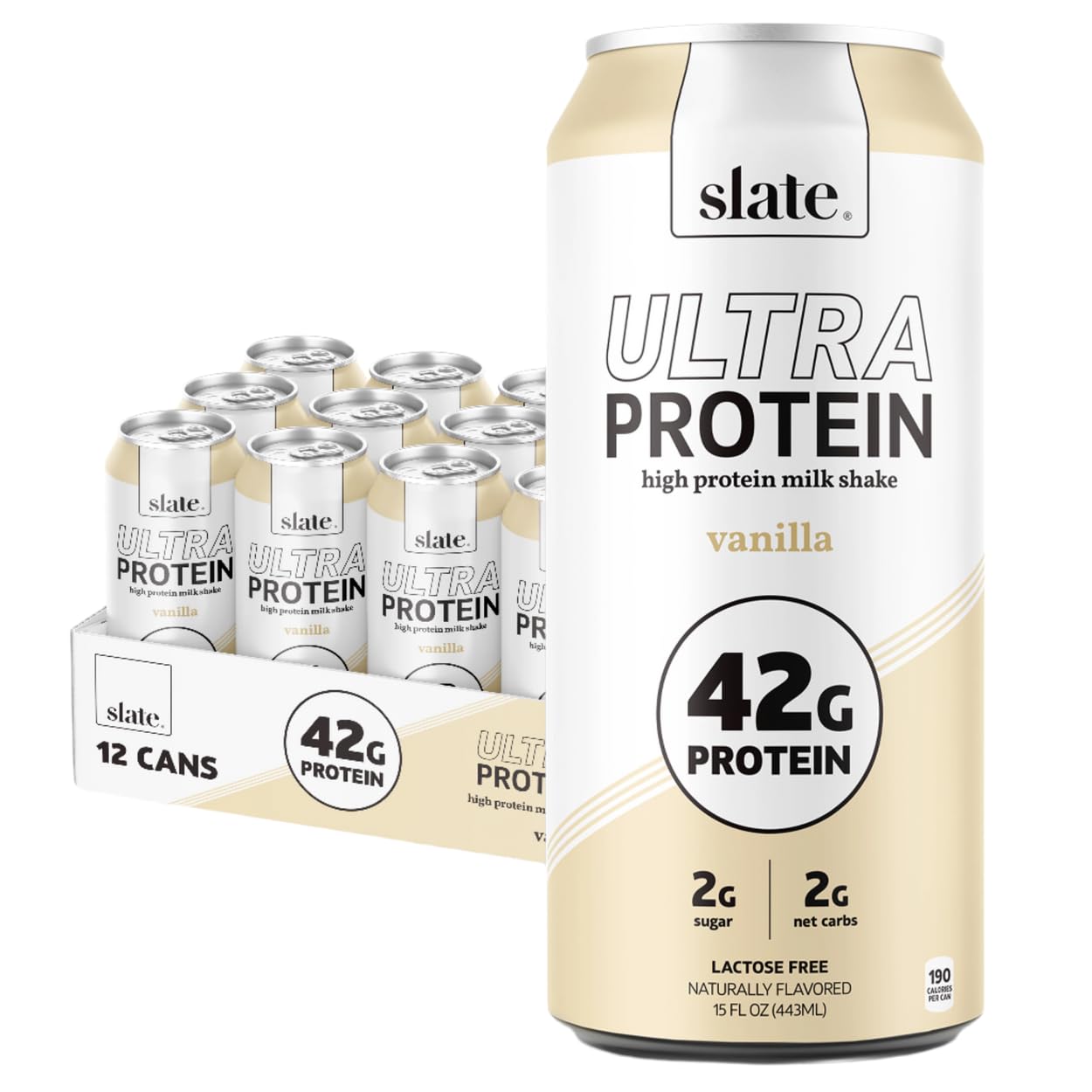 Slate Ultra Protein Ready-to-Drink Vanilla 42g Protein 15 fl oz (Pack of 12)