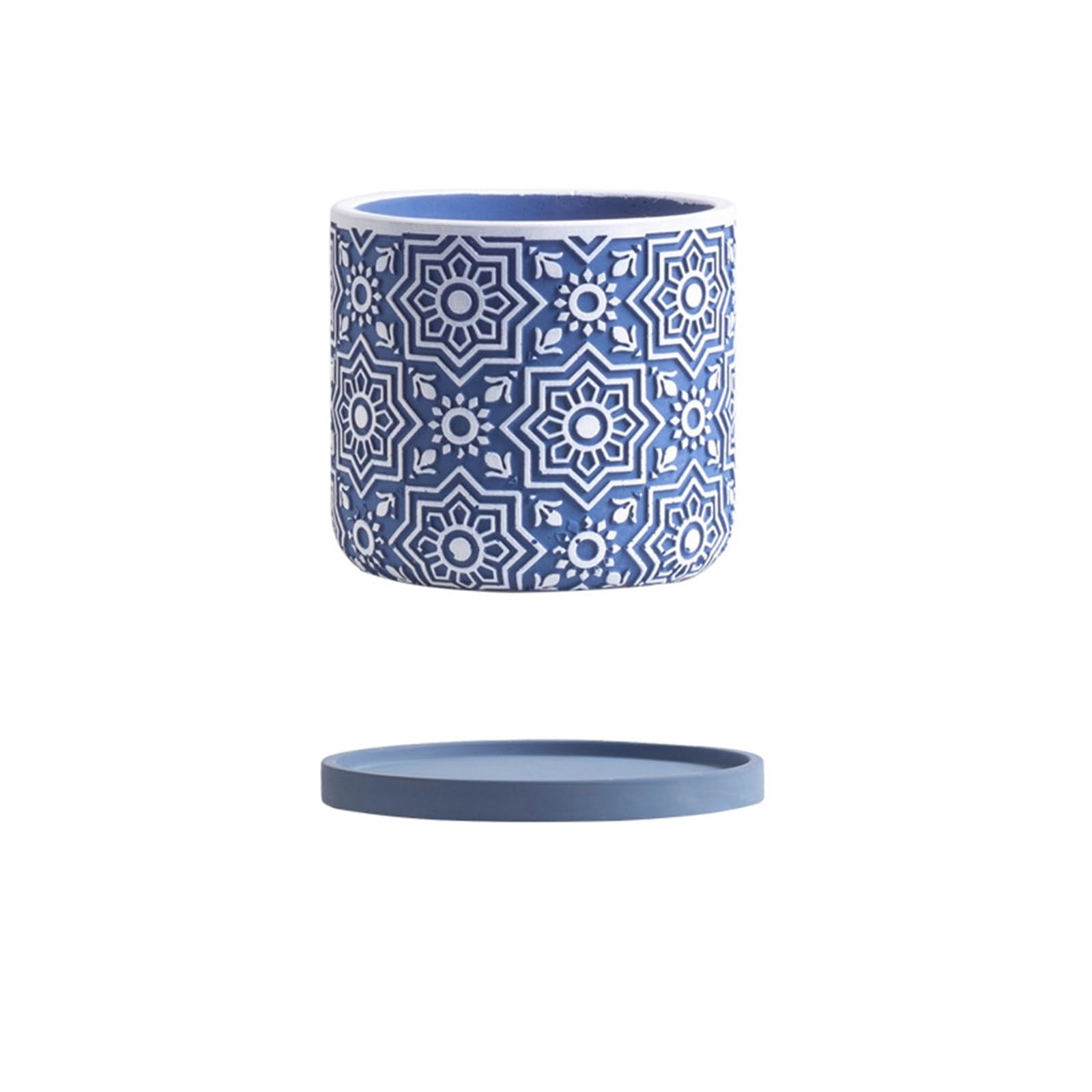Lkvent Cement Flower Pot with Tray Round Cactus Succulent plant pots