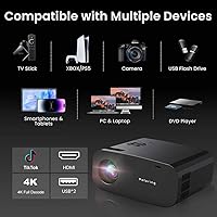 Vista 6 de Mini proyector con WiFi y Bluetooth, 4K Smart 1080P Proyector de película portátil para exteriores con Android 13 y aplicaciones integradas