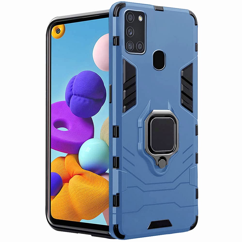 TheGiftKart Tough Armor Bumper Back Case Cover Compatible With Samsung Galaxy A21s | Ring Holder & Kickstand in-Built | 360 Degree Protection Back Case Compatible With Samsung A21s (PC,Polymer | Blue) (B09C2BZ5NT) Amazon Price History, Amazon Price Tracker