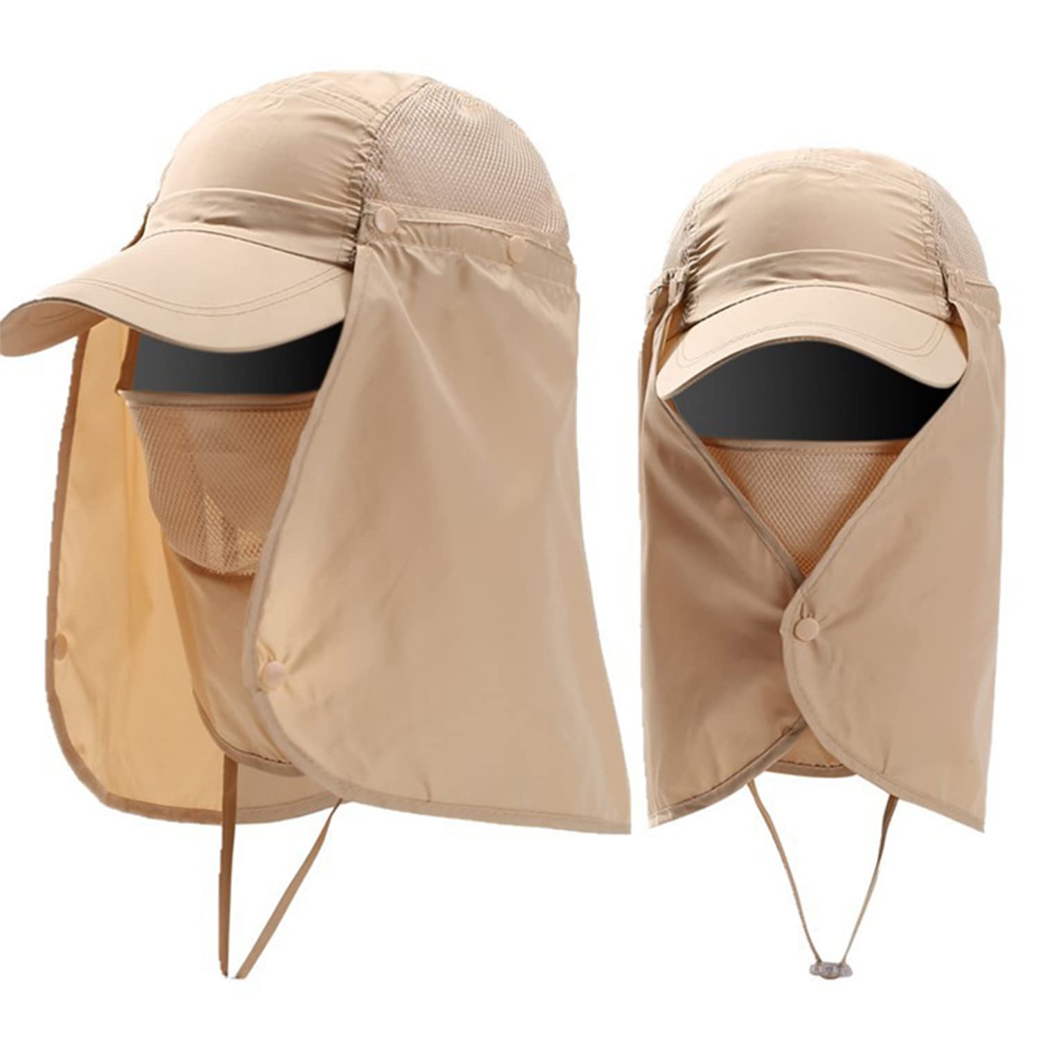 Sun Hat with Detachable Neck Face Flap Cover UPF 50+ Protection Wide Brim Fishing Hat Breathable Mesh Baseball Cap Quick Dry Outdoor Sun Visor Hat for Men Women Cycling Camping Hiking Walking Travel - Image 2