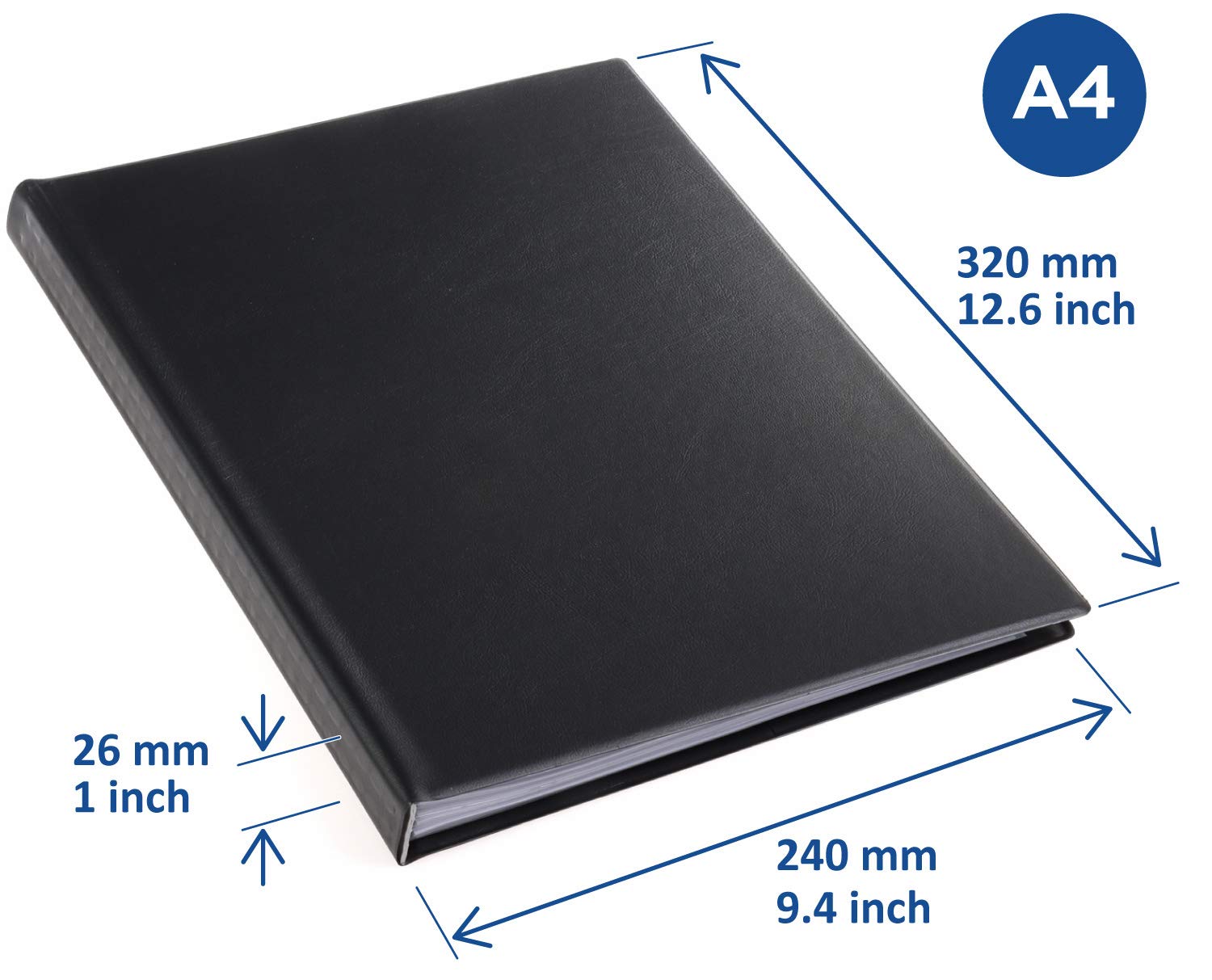 original 99454 Pocztówka do prezentacji szkolnych i projektów, format A4, 50 przezroczystych kopert, szerokość grzbietu 30 mm, do przechowywania dokumentów bez otworów, kolor czarny