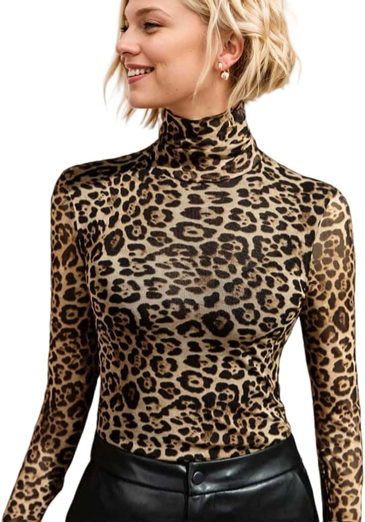 Women's Sexy Autumn Slim Fitting Long Sleeved Turtleneck Pullover Bottom Shirt Mesh Lace Perspectives T-Shirt Top. - Image 2