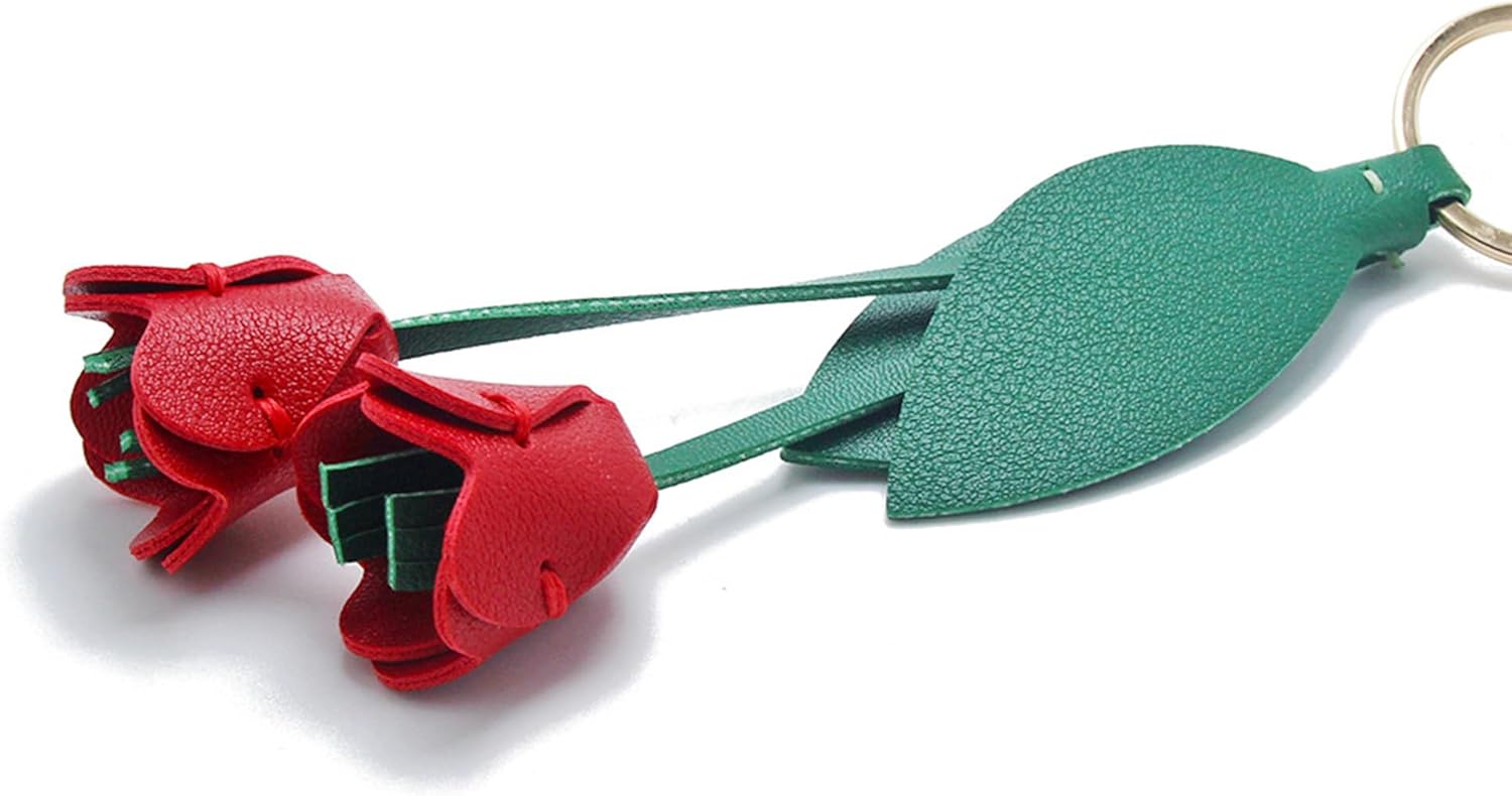 Tulip Keychain, Hand-Sewn Tulip Flower Charm for Purse Handbags Bag Car Accessories Charms PU Key Charms - Image 2