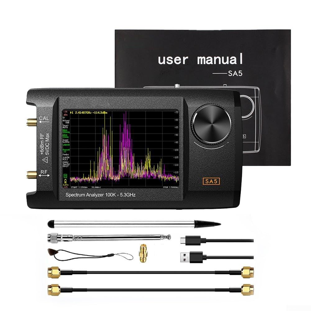 Analizzatore portatile di spettro SA5, analizzatore armonico 100kHz-5.3GHz e generatore di segnale con schermo IPS da 4 pollici, batteria 5000mAh Type-C (A)