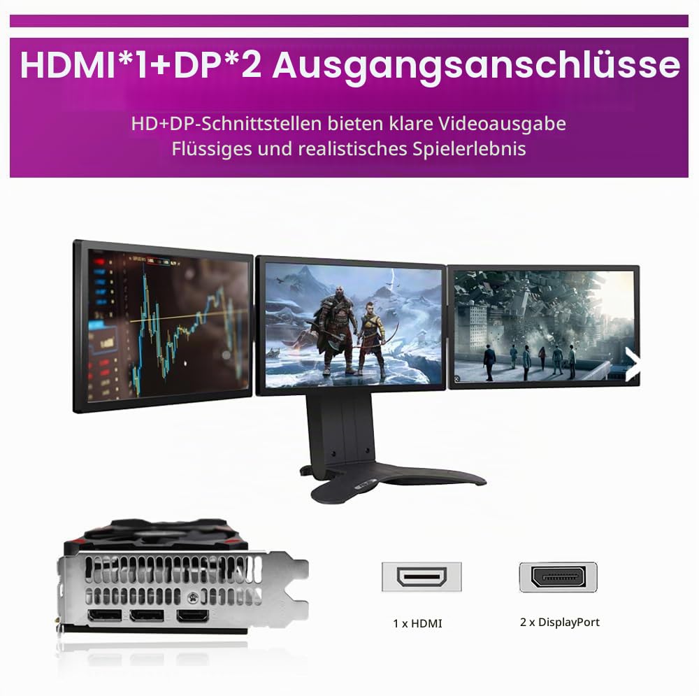 Kelinx AISURIX RX 580 Grafikkarte, 2048SP, Real 8GB, GDDR5, 256 Bit, PC-Gaming-Grafikkarte, 2XDP, HDMI, PCI Express 3.0 mit Freeze Fan Stop für Desktop-Computer, Gaming-GPU
